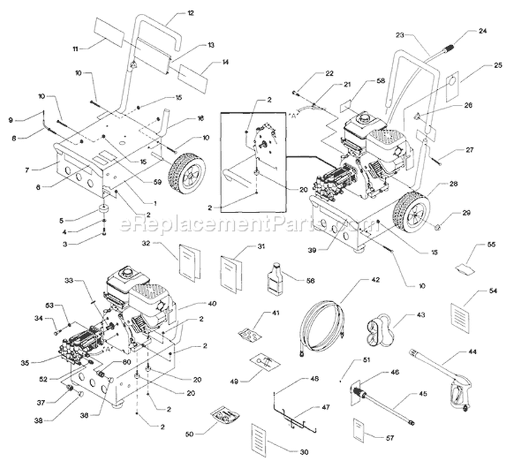 Page A Diagram and Parts List for 1292-1  Briggs and Stratton Pressure Washer